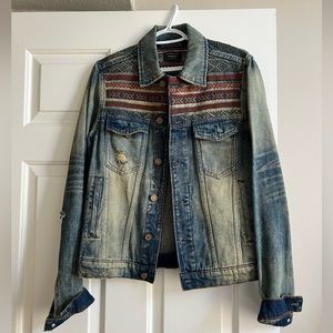 Mango Vintage/Distressed Jean Jacket / Size S